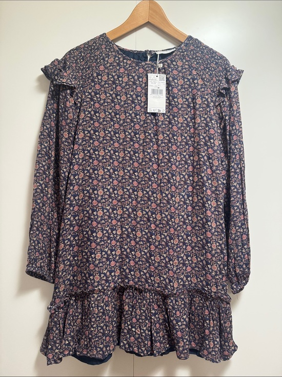 Mango Other - Mango Navy Floral Girls' Dress with Pink Accents